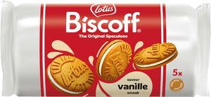 Lotus Biscoff gevulde speculoos, display van 16 stuks met 5 koekjes, 50 g, vanille