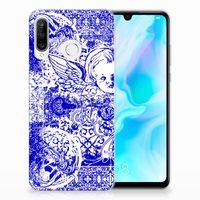 Silicone Back Case Huawei P30 Lite Angel Skull Blauw