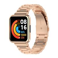By Qubix - Stalen schakelband met case - Rosé goud - Xiaomi Redmi Watch 2 (Lite)