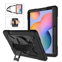 Samsung Galaxy Tab S6 Lite 2020/2022/2024 Heavy Duty 360 Case met Draagriem - Zwart