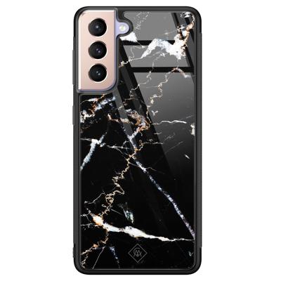 Samsung Galaxy S21 Plus glazen hardcase - Marmer zwart