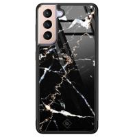 Samsung Galaxy S21 Plus glazen hardcase - Marmer zwart