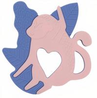 Manhattan Toy bijtring Aap 10,2 cm siliconen blauw/roze