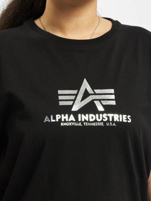 Alpha Industries / t-shirt Basic T Long Foil Print in zwart Alpha Industries / t-shirt Basic T Long Foil Print in zwart