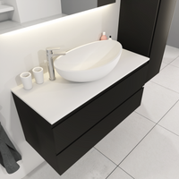 SaniGoods Sally badkamermeubel 100cm zwart mat met Solid Surface waskom ovaal - thumbnail