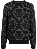 Philipp Plein pull en laine mélangée à motif monogrammé - Noir - thumbnail