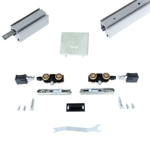 Xperta set 6m rail - alu - Plafond opbouw - Dubbele deur - inbouw manual fix - Set Eindkappen