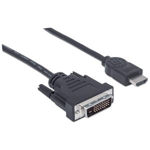 Manhattan 372503-CG HDMI-kabel HDMI / DVI Adapterkabel HDMI-A-stekker, DVI-D 24+1-polige stekker 1.80 m Zwart Schroefbaar