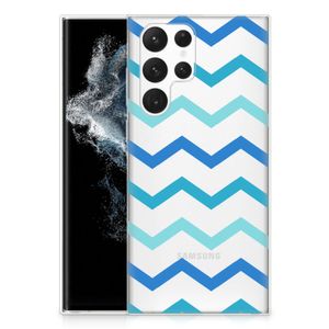 Samsung Galaxy S22 Ultra TPU bumper Zigzag Blauw