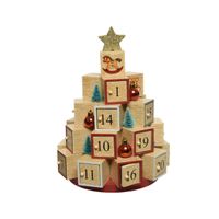 Kerst decoratie adventskalender kerstboom MDF 28 cm - thumbnail