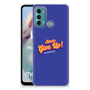 Motorola Moto G60 Siliconen hoesje met naam Never Give Up