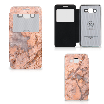 Samsung Galaxy Grand Prime Bookcase Marmer Oranje