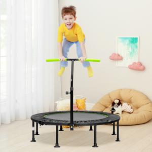 φ117 cm Opvouwbare Mini Trampoline met Verstelbare Handgreep voor Binnen en Buiten Tuintrampoline tot 100 kg Groen + Zwart