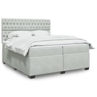 vidaXL Boxspring met matras fluweel lichtgrijs 200x200 cm, boxspring, ledikant, bedframe, bed, boxspring bed, bedbodem, seniorenbed, senioren bed