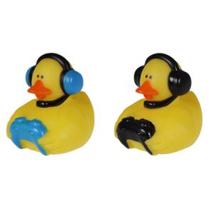 Badeendje gamer - rubber - 2 stuks - zwart en blauw - 5 cm - bad speelgoed