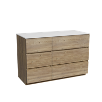 Storke Edge staand badmeubel 120 x 52 cm ruw eiken met Tavola enkel of dubbel wastafelblad in solid surface mat wit