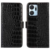 Crocodile Series Honor X7a Wallet Leren Hoesje met RFID - Zwart