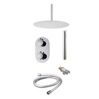 Doucheset Sanilux Alesa Inbouw Thermostatisch Chroom Rond 20cm douchekop met plafondsteun - thumbnail