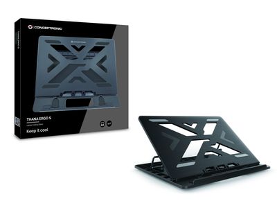 Conceptronic ERGO Laptop Cooling Stand Laptopstandaard Zwart 39,6 cm (15.6")