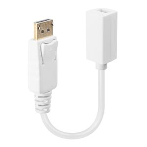 LINDY 41060 DisplayPort / Mini-displayport Adapterkabel [1x DisplayPort stekker - 1x Mini-DisplayPort bus] Wit 15.00 cm