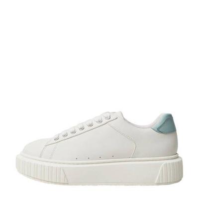 Mango plateau sneakers wit/blauw