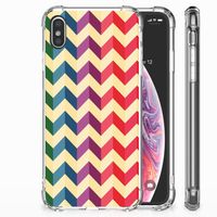 Apple iPhone Xs Max Doorzichtige Silicone Hoesje Zigzag Multi Color - thumbnail