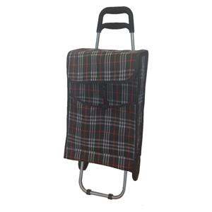 Boodschappentrolley - zwart/ruit - 92 x 34 x 27 cm - 40 liter