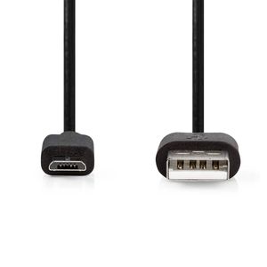 Nedis USB-Kabel | USB 2.0 | USB-A Male | USB Micro-B Male | 10 W | 480 Mbps | Vernikkeld | 1.00 m | Rond | PVC | Zwart | Label - CCGL60500BK10