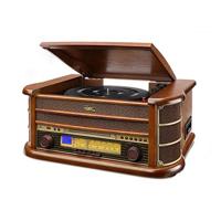 Dual NR 4 nostalgische muziekinstallatie met platenspeler (FM-tuner, MW-radio, CD-RW, MP3, USB, cassette, Aux-In) bruin
