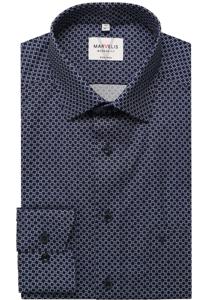 Marvelis Modern Fit Overhemd marine/wit, Motief