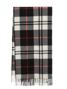 Polo Ralph Lauren herringbone-plaid fringed scarf - Noir