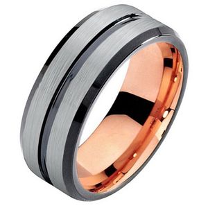 Mendes heren ring Wolfraam Rose Verguld Mat Zilver 8mm