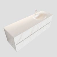 Badkamermeubel BWS Valencia Carrara Mat 150 cm Solid Surface Wastafel Rechts (1 kraangat, 4 lades)