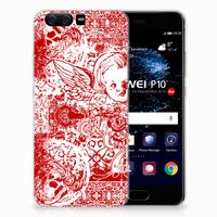 Silicone Back Case Huawei P10 Angel Skull Rood