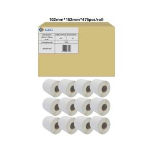 G&G Rol met etiketten 102 x 152 mm Papier Wit 12 rol/rollen Permanent hechtend RL-P-S2011-102*152*475-BK/WT Universele etiketten