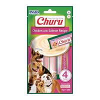 INABA Churu puree, hondensnacks om uit de hand te geven, Heerlijke hondensnack om aan te likken, traktaties in handige porties kip met kaas, 1 pak 4x14g hondensnacks