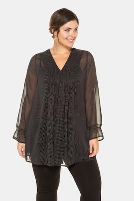 Ulla Popken Tuniek met top. V-hals, transparant chiffon - Grote Maten