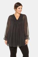 Ulla Popken Tuniek met top. V-hals, transparant chiffon - Grote Maten