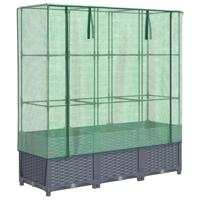vidaXL Plantenbak verhoogd met kashoes 120x40x138 cm rattanlook, plantenbak, bloembak, grote bloempot buiten, plantenbak buiten, bloempot buiten