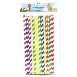 Drinkrietjes - papier - set 50x - multicolor kleuren - 23 cm - verjaardag/feestje   -