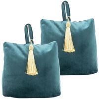 3x stuks fluwelen deurstoppers 18 cm petrol blauw