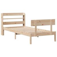 vidaXL Bedframe met hoofdbord massief grenenhout 90x200 cm, bed, bed ombouw, boxspring, bedbodem, slaapkamermeubel, eenpersoonsbed, 1 persoonsbed