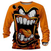 Grappig Ontwerper Retro vintage Voor heren 3D-afdrukken T-shirt Henley-shirt Straat Casual Dagelijks T-shirt Oranje Lange mouw Strakke ronde hals Overhemd Zomer Lente Herfst Kleding S M L XL 2XL 3XL Lightinthebox