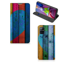 Samsung Galaxy M51 Book Wallet Case Wood Heart - Cadeau voor je Vriend - thumbnail