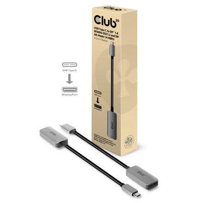Club 3D CAC-1567 - USB/DisplayPort-kabel - USB-C (M) naar DisplayPort (V) - DisplayPort 1.4 - 22 cm - actief, 8K ondersteuning