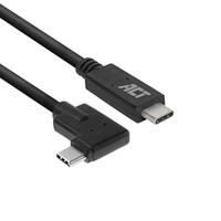 ACT USB C kabel 2m Haaks, 90 Graden Kabel USB 3.0, PD 60W USB C Snellaadkabel, 5Gbps Datasnelheid - AC7407