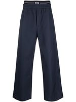 MSGM logo-waistband straight-leg trousers - Bleu - thumbnail