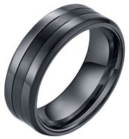 Zwarte stalen heren ring Mat Glans 8mm - thumbnail