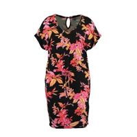 MS Collection gebloemde tuniek zwart/roze/rood