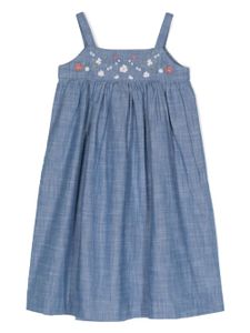 Bonpoint robe en coton à fleurs brodées - Bleu